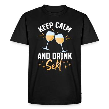RESTEZ CALME et buvez Sekt - Mädelsabend Pegel - T-shirt Premium bio Homme - noir - Devant - Nico (187cm)
