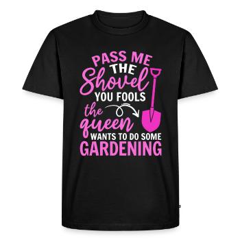 Spade ici, imbécile, la reine veut jardiner - T-shirt Premium bio Homme - noir - Devant - Nico (187cm)
