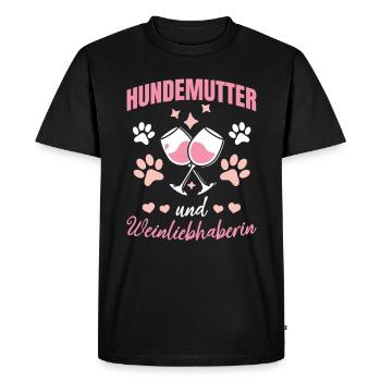 Maman chien et amateur de vin - T-shirt Premium bio Homme - noir - Devant - Nico (187cm)