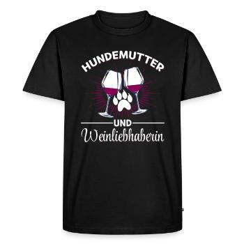 Maman chien et amateur de vin - T-shirt Premium bio Homme - noir - Devant - Nico (187cm)