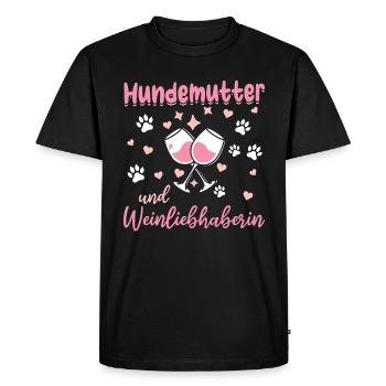 Maman chien et amateur de vin - T-shirt Premium bio Homme - noir - Devant - Nico (187cm)