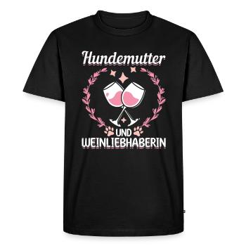 Maman chien et amateur de vin - T-shirt Premium bio Homme - noir - Devant - Nico (187cm)