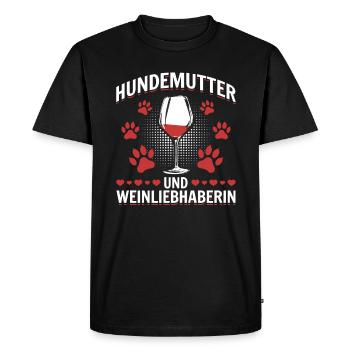 Maman chien et amateur de vin - T-shirt Premium bio Homme - noir - Devant - Nico (187cm)