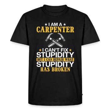Charpentier Je ne peux pas réparer la stupidité - T-shirt Premium bio Homme - noir - Devant - Nico (187cm)