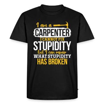 Charpentier Je ne peux pas réparer la stupidité - T-shirt Premium bio Homme - noir - Devant - Nico (187cm)