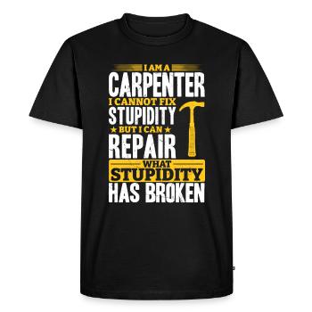 Charpentier Je ne peux pas réparer la stupidité - T-shirt Premium bio Homme - noir - Devant - Nico (187cm)
