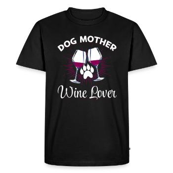 Maman chien et amateur de vin - T-shirt Premium bio Homme - noir - Devant - Nico (187cm)