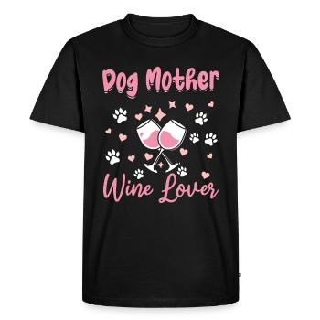 Maman chien et amateur de vin - T-shirt Premium bio Homme - noir - Devant - Nico (187cm)