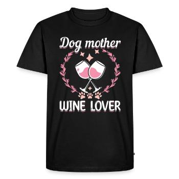 Maman chien et amateur de vin - T-shirt Premium bio Homme - noir - Devant - Nico (187cm)