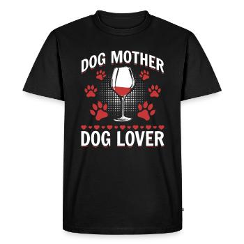 Maman chien et amateur de vin - T-shirt Premium bio Homme - noir - Devant - Nico (187cm)