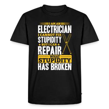 Électricien Je ne peux pas réparer la stupidité - T-shirt Premium bio Homme - noir - Devant - Nico (187cm)