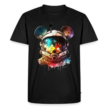 Astronaut Mouse, Helmet, Spacesuit, Space, Space - Men's Premium Organic T-Shirt - black - Front - Nico (187cm)