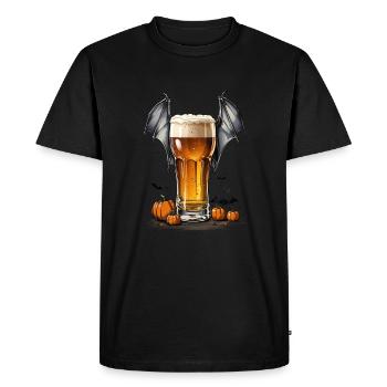 Beer glass with bat wings - horror and enjoyment - Men's Premium Organic T-Shirt - black - Front - Nico (187cm)