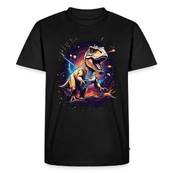T-Rex sur une falaise rocheuse dans l’espace - T-shirt Premium bio Homme - noir - Devant - Nico (187cm)