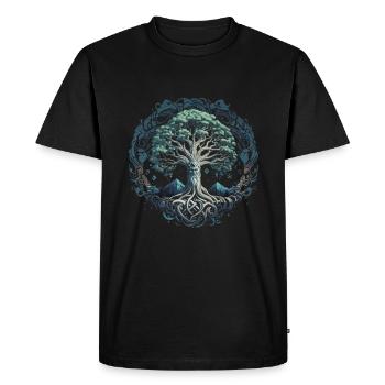 Arbre de vie Yggdrasil Viking Midgard Thor - T-shirt Premium bio Homme - noir - Devant - Nico (187cm)