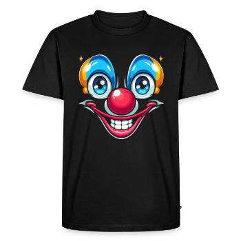 Pure carnival joy: clown face for fun - Men's Premium Organic T-Shirt - black - Front - Nico (187cm)