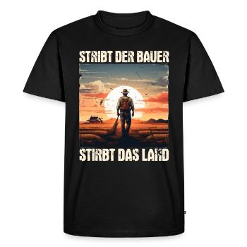 Bauernkraft: Stirbt der Bauer, stirbt das Land - Männer Premium Bio T-Shirt - Schwarz - Vorne - Nico (187cm)