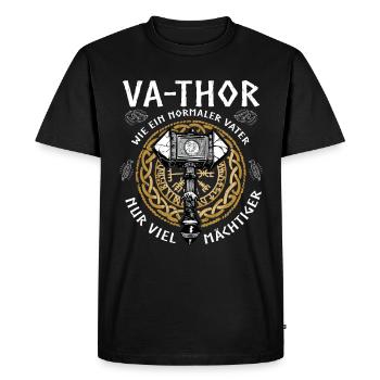 Vathor - Fête des pères Cadeau Fête des Pères Viking - T-shirt Premium bio Homme - noir - Devant - Nico (187cm)