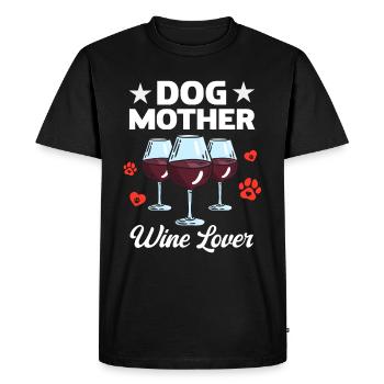 Mère canine et amoureuse du vin - T-shirt Premium bio Homme - noir - Devant - Nico (187cm)