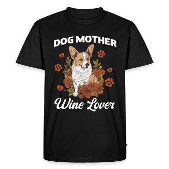 Mère canine et amoureuse du vin - T-shirt Premium bio Homme - noir - Devant - Nico (187cm)
