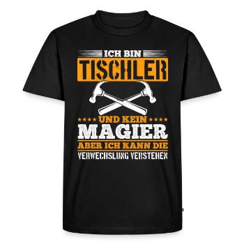 Je suis un menuisier et non un magicien - T-shirt Premium bio Homme - noir - Devant - Nico (187cm)