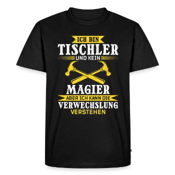 Je suis un menuisier et non un magicien - T-shirt Premium bio Homme - noir - Devant - Nico (187cm)