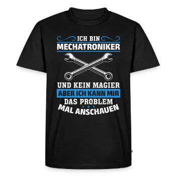 Technicien en mécatronique Technologie de la chemise La magie en action - T-shirt Premium bio Homme - noir - Devant - Nico (187cm)