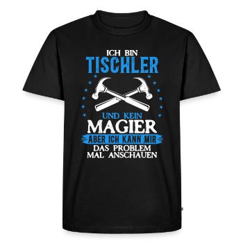 Je suis un menuisier et non un magicien - T-shirt Premium bio Homme - noir - Devant - Nico (187cm)
