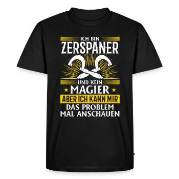 La précision au lieu de la magie - T-shirt Premium bio Homme - noir - Devant - Nico (187cm)