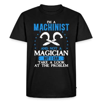 La précision au lieu de la magie - T-shirt Premium bio Homme - noir - Devant - Nico (187cm)