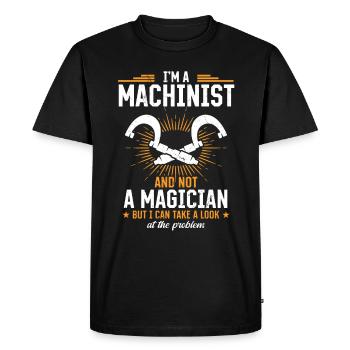 La précision au lieu de la magie - T-shirt Premium bio Homme - noir - Devant - Nico (187cm)