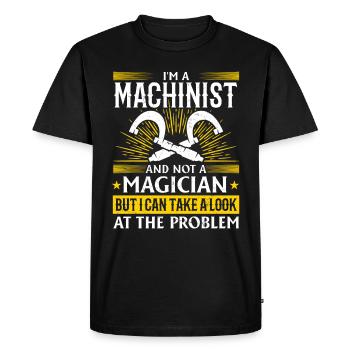 La précision au lieu de la magie - T-shirt Premium bio Homme - noir - Devant - Nico (187cm)