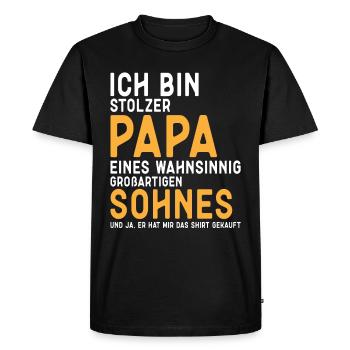 Fier papa T-Shirt cadeau de fils - T-shirt Premium bio Homme - noir - Devant - Nico (187cm)