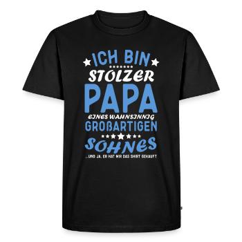 Fier papa T-Shirt cadeau de fils - T-shirt Premium bio Homme - noir - Devant - Nico (187cm)