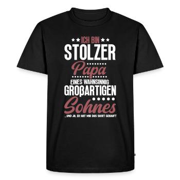 Fier papa T-Shirt cadeau de fils - T-shirt Premium bio Homme - noir - Devant - Nico (187cm)