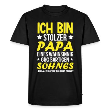 Fier papa T-Shirt cadeau de fils - T-shirt Premium bio Homme - noir - Devant - Nico (187cm)