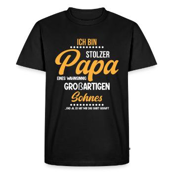 Fier papa T-Shirt cadeau de fils - T-shirt Premium bio Homme - noir - Devant - Nico (187cm)