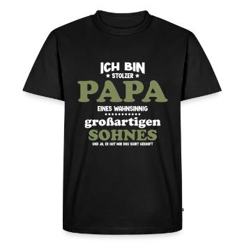 Fier papa T-Shirt cadeau de fils - T-shirt Premium bio Homme - noir - Devant - Nico (187cm)