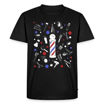 Chemise de coiffeur L’élégance à chaque coupe - T-shirt Premium bio Homme - noir - Devant - Nico (187cm)