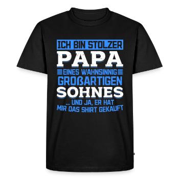 Fier papa T-Shirt cadeau de fils - T-shirt Premium bio Homme - noir - Devant - Nico (187cm)