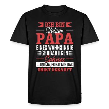 Fier papa T-Shirt cadeau de fils - T-shirt Premium bio Homme - noir - Devant - Nico (187cm)