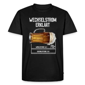 AC explique la technologie des électriciens de bière - T-shirt Premium bio Homme - noir - Devant - Nico (187cm)