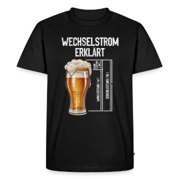 AC explique la technologie des électriciens de bière - T-shirt Premium bio Homme - noir - Devant - Nico (187cm)