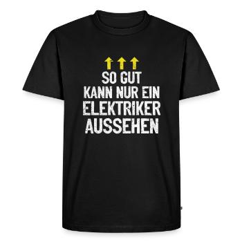 Électricien fier, professionnel et irrésistible - T-shirt Premium bio Homme - noir - Devant - Nico (187cm)