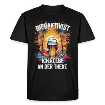 Activiste de la bière Je suis collé au bar – plaisir de la fête - T-shirt Premium bio Homme - noir - Devant - Nico (187cm)