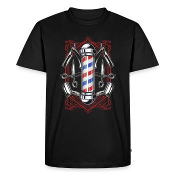Chemise de coiffeur L’élégance à chaque coupe - T-shirt Premium bio Homme - noir - Devant - Nico (187cm)