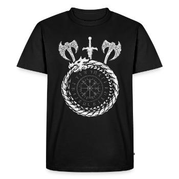 Vegvisir Viking Nordic strength and style - Men's Premium Organic T-Shirt - black - Front - Nico (187cm)