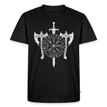 Vegvisir Viking Nordic strength and style - Men's Premium Organic T-Shirt - black - Front - Nico (187cm)