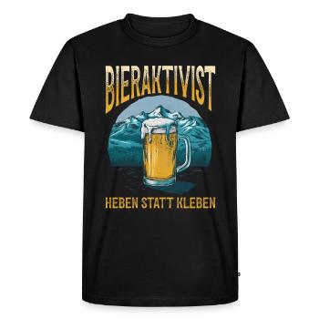Activiste de la bière Soulever au lieu de coller – plaisir de la fête - T-shirt Premium bio Homme - noir - Devant - Nico (187cm)