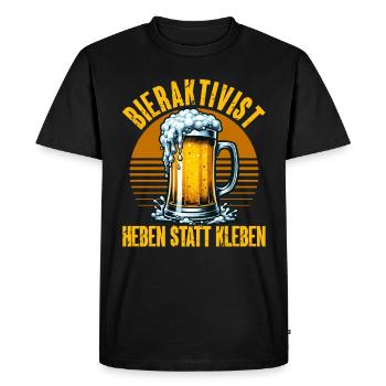 Activiste de la bière Soulever au lieu de coller – plaisir de la fête - T-shirt Premium bio Homme - noir - Devant - Nico (187cm)